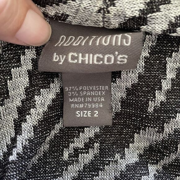 Chicos Cardigan Tank Top Set Size Large 2 Silver Black Jacket Open Front Office - Picture 6 of 7
